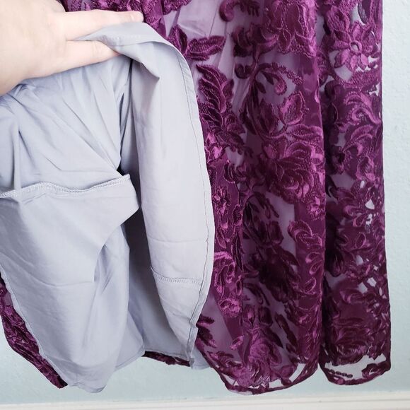 JS Collections Illusion Bateau Neck Embroidered Gown - Picture 9 of 9